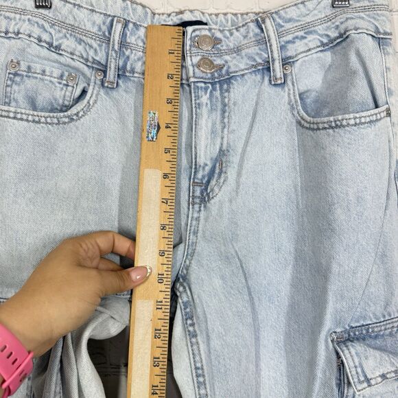 Aeropostale Jeans Women Size 10 R Cargo Light Blue Wide Leg Baggy Loose Skater - Picture 10 of 13